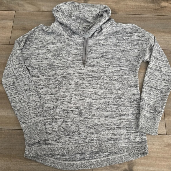 Athleta Gray Cowl Neck Techie Hoodie Sweatshirt Size Small - Picture 1 of 11